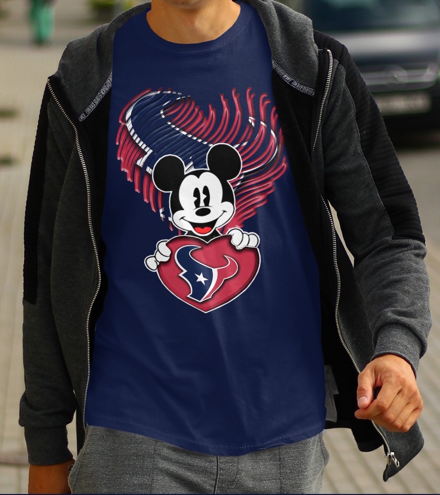 Mick Mouse Heart Houston Texans T-Shirt