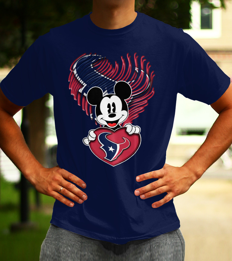 Mick Mouse Heart Houston Texans T-Shirt