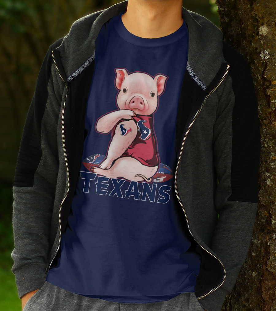 Texans Pig With Houston Logo Football T-Shirt