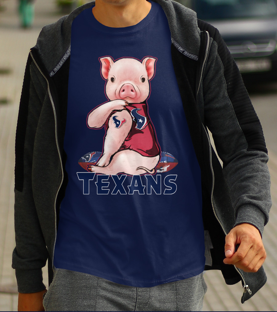 Texans Pig With Houston Logo Football T-Shirt