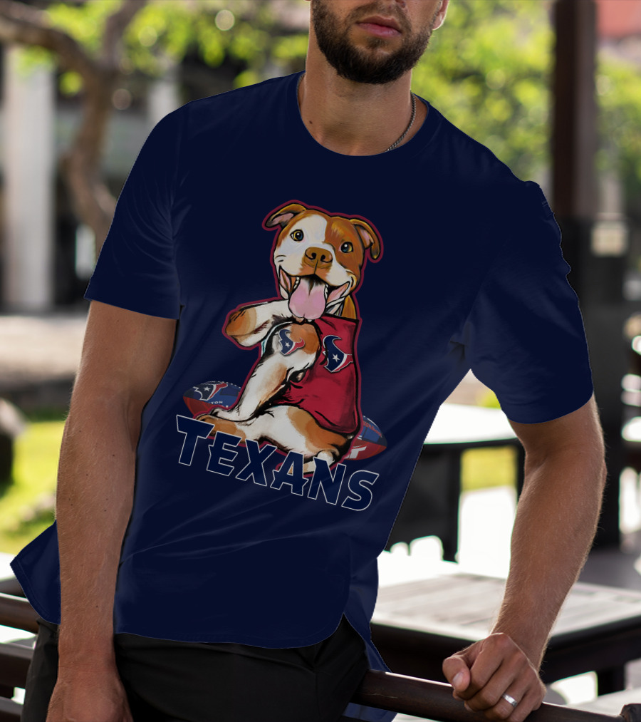 Pittbull Texans Football Icon With Houston Spirit T-Shirt