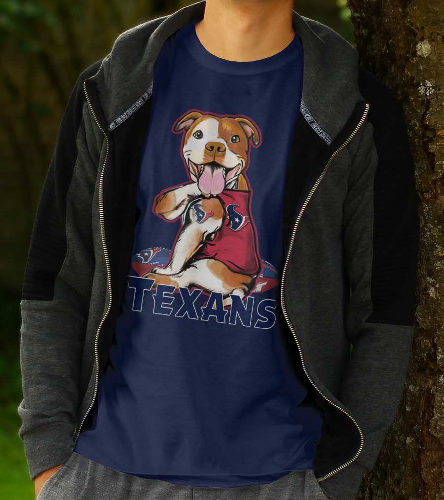Pittbull Texans Football Icon With Houston Spirit T-Shirt