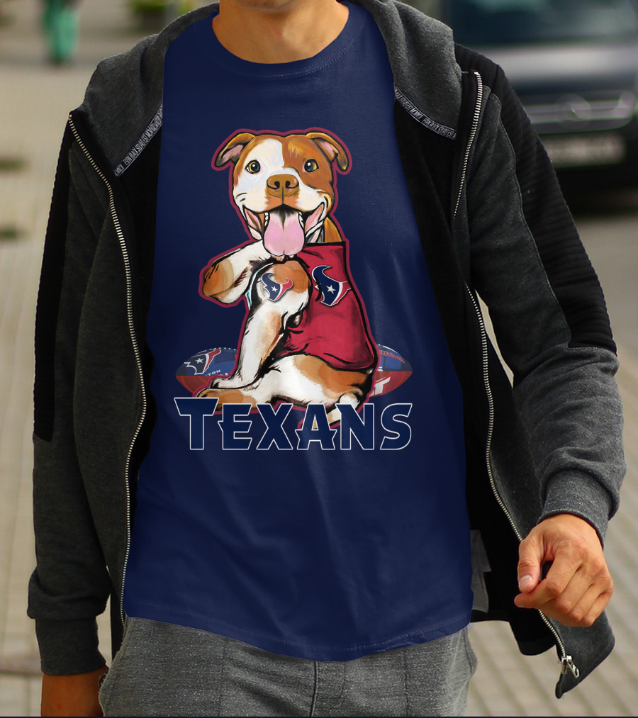 Pittbull Texans Football Icon With Houston Spirit T-Shirt