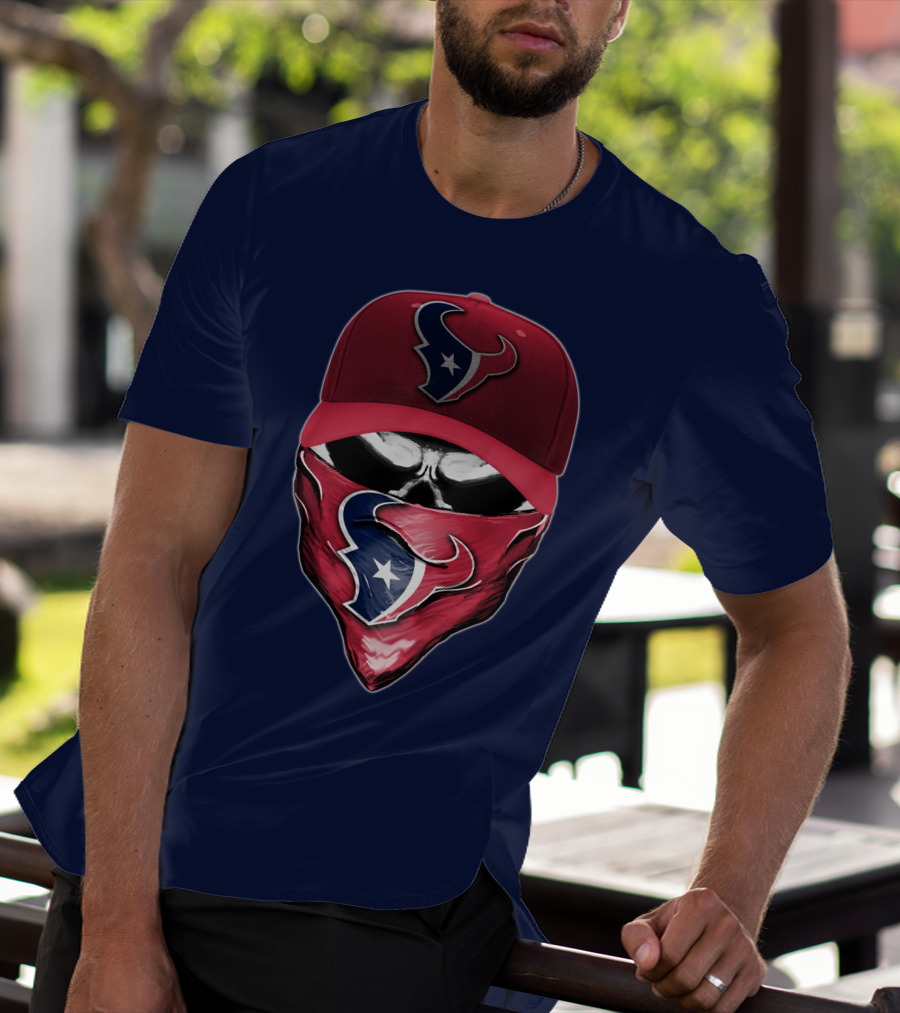 Houston Texans Skull Mask Hat T-Shirt