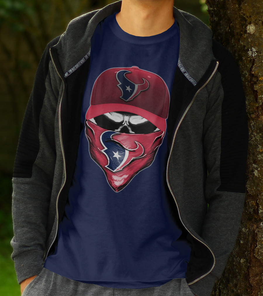 Houston Texans Skull Mask Hat T-Shirt