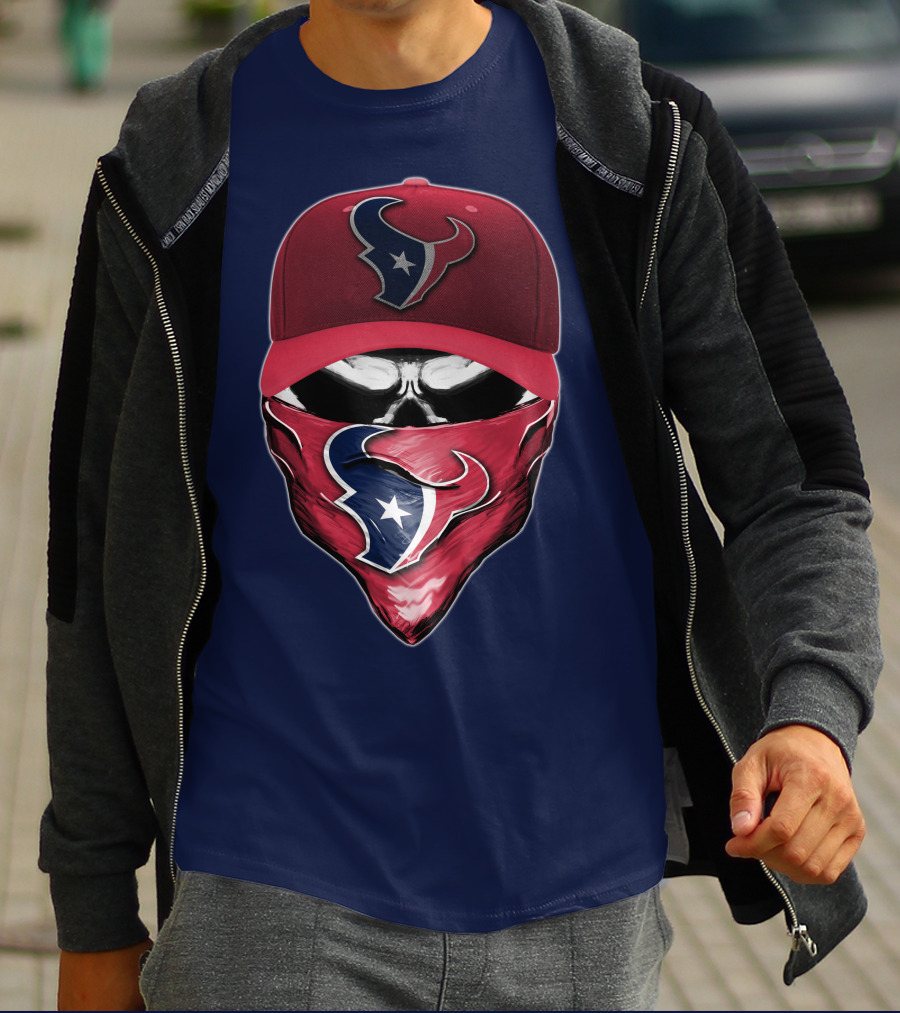 Houston Texans Skull Mask Hat T-Shirt