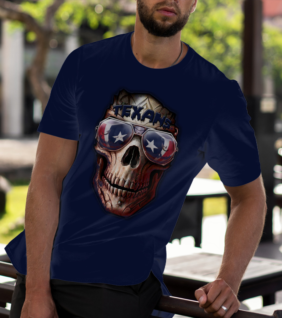 Texans Skull With Star Sunglasses T-Shirt