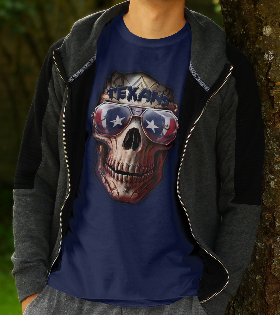 Texans Skull With Star Sunglasses T-Shirt