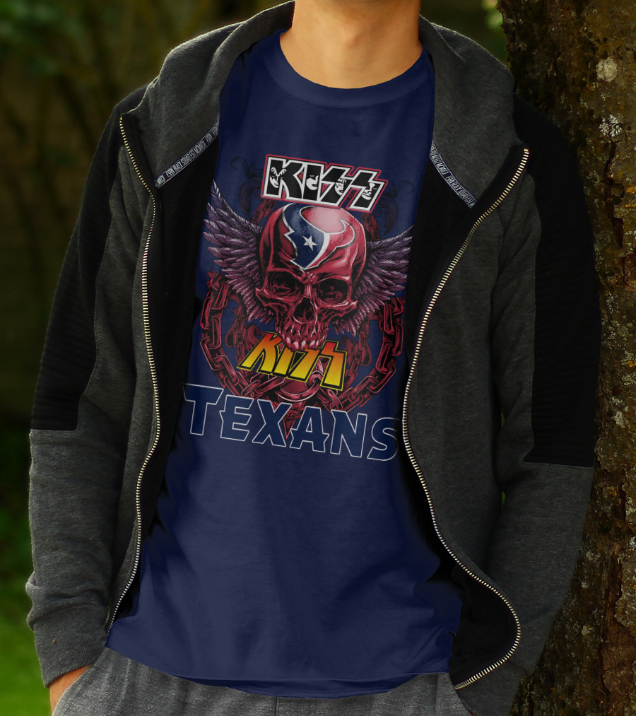 KISS Houston Texans Skull Wings T-Shirt