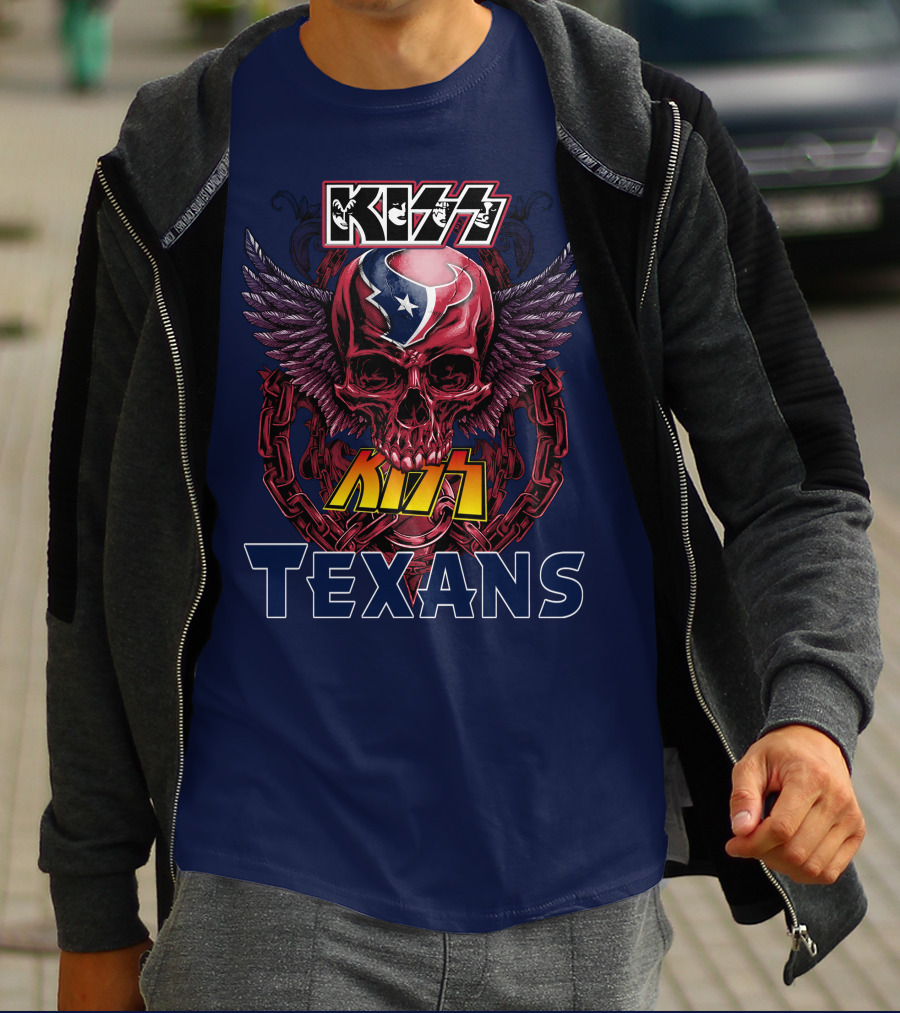 KISS Houston Texans Skull Wings T-Shirt