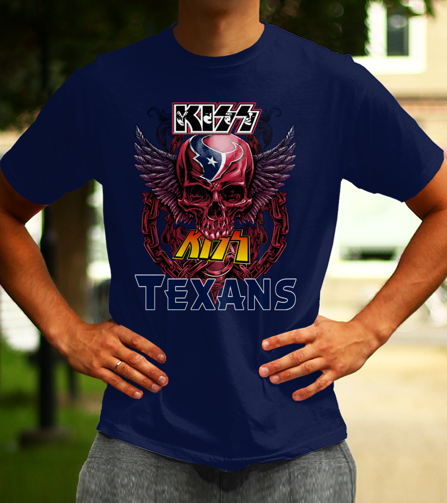 KISS Houston Texans Skull Wings T-Shirt