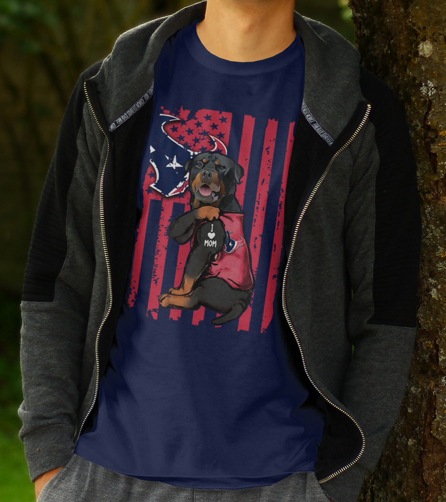 Rottweiler I Love Mom Houston Texans T-Shirt