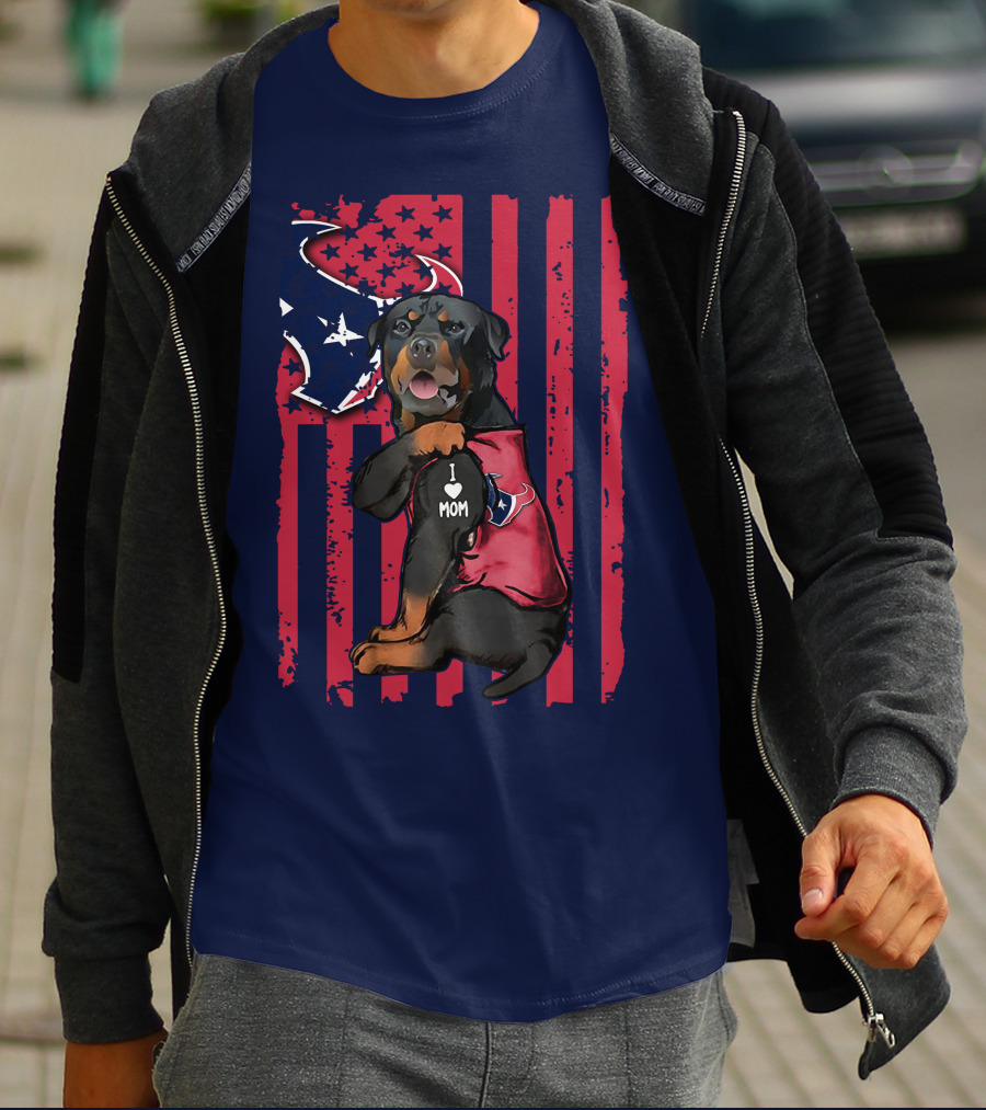 Rottweiler I Love Mom Houston Texans T-Shirt