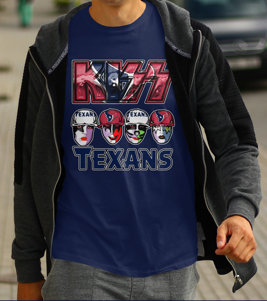 Kiss Texans Band Face Paint NFL T-Shirt
