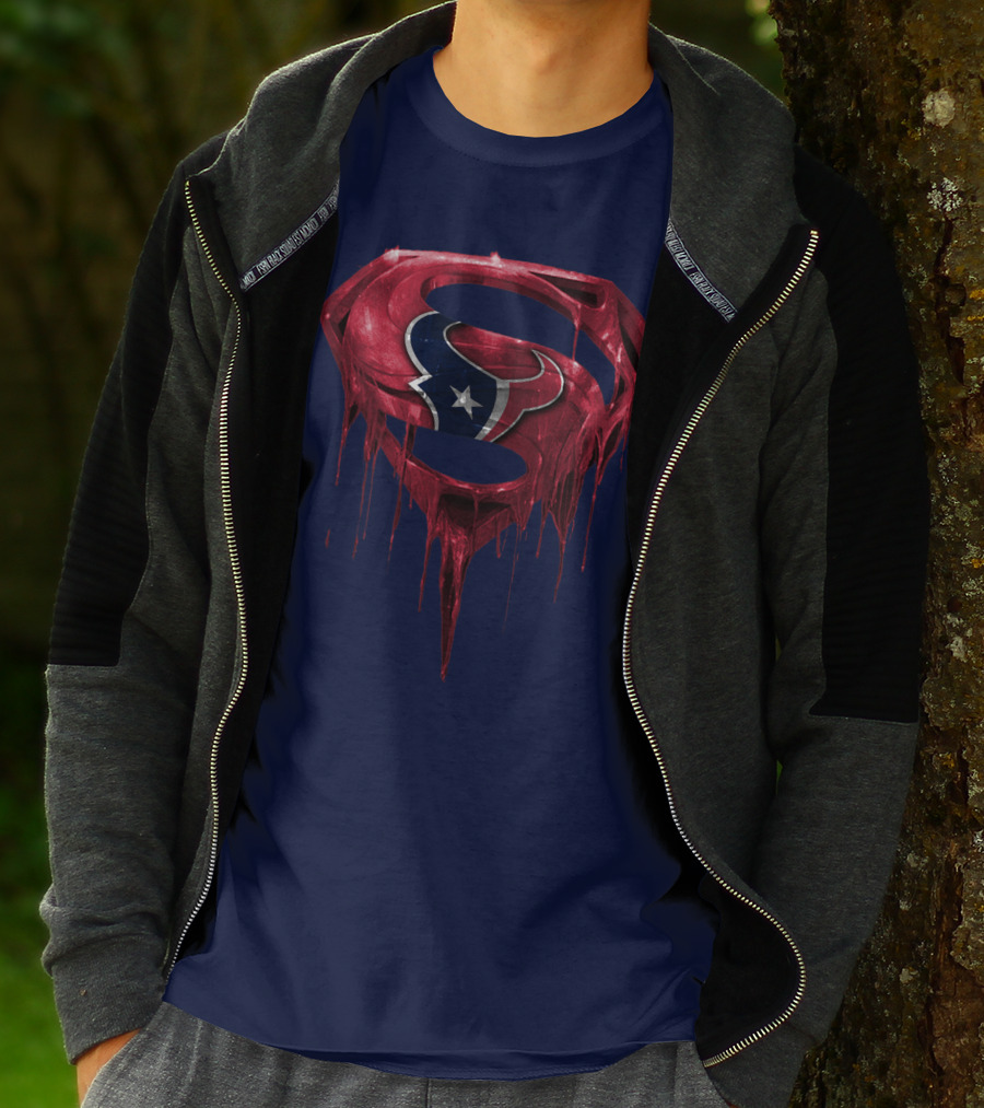 Superman Houston Texans Logo Fusion T-Shirt
