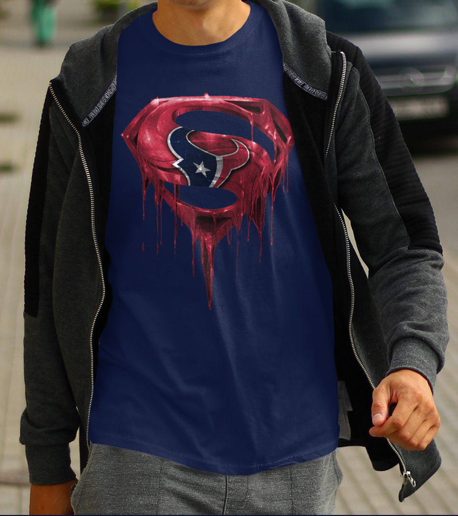 Superman Houston Texans Logo Fusion T-Shirt