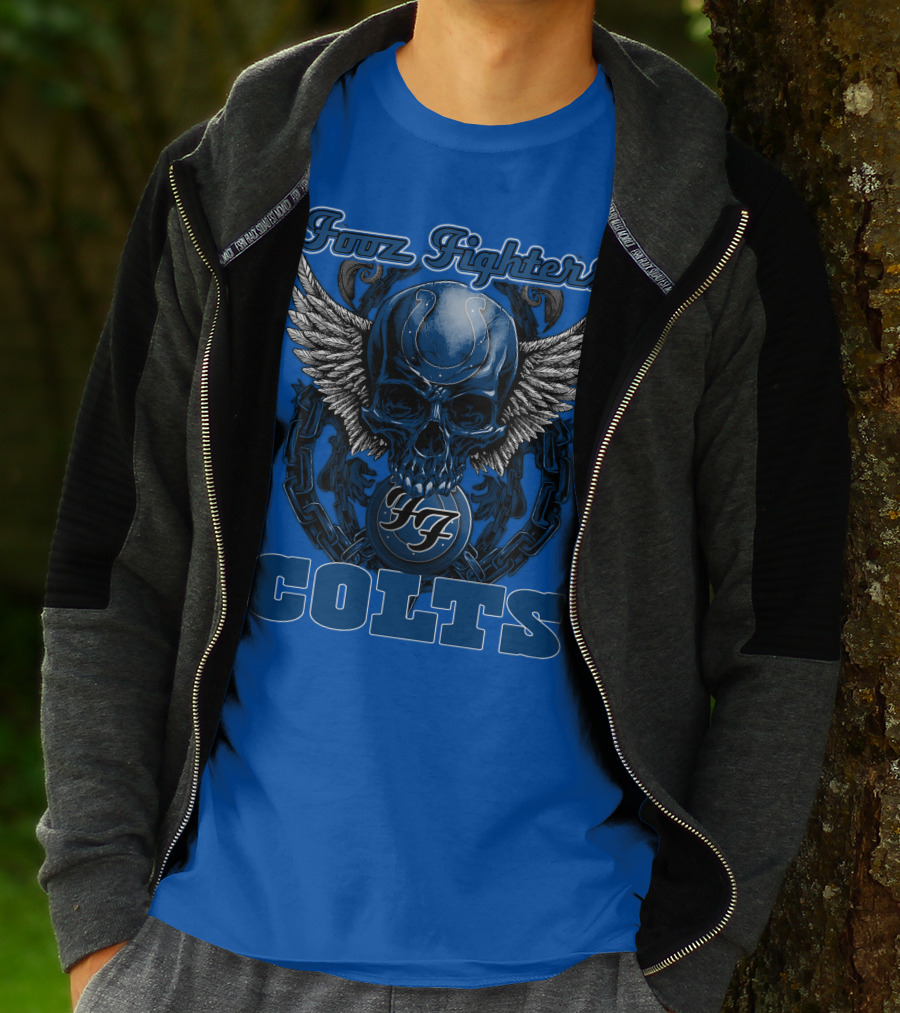 Foo Fighters Indianapolis Colts Wings Skull T-Shirt