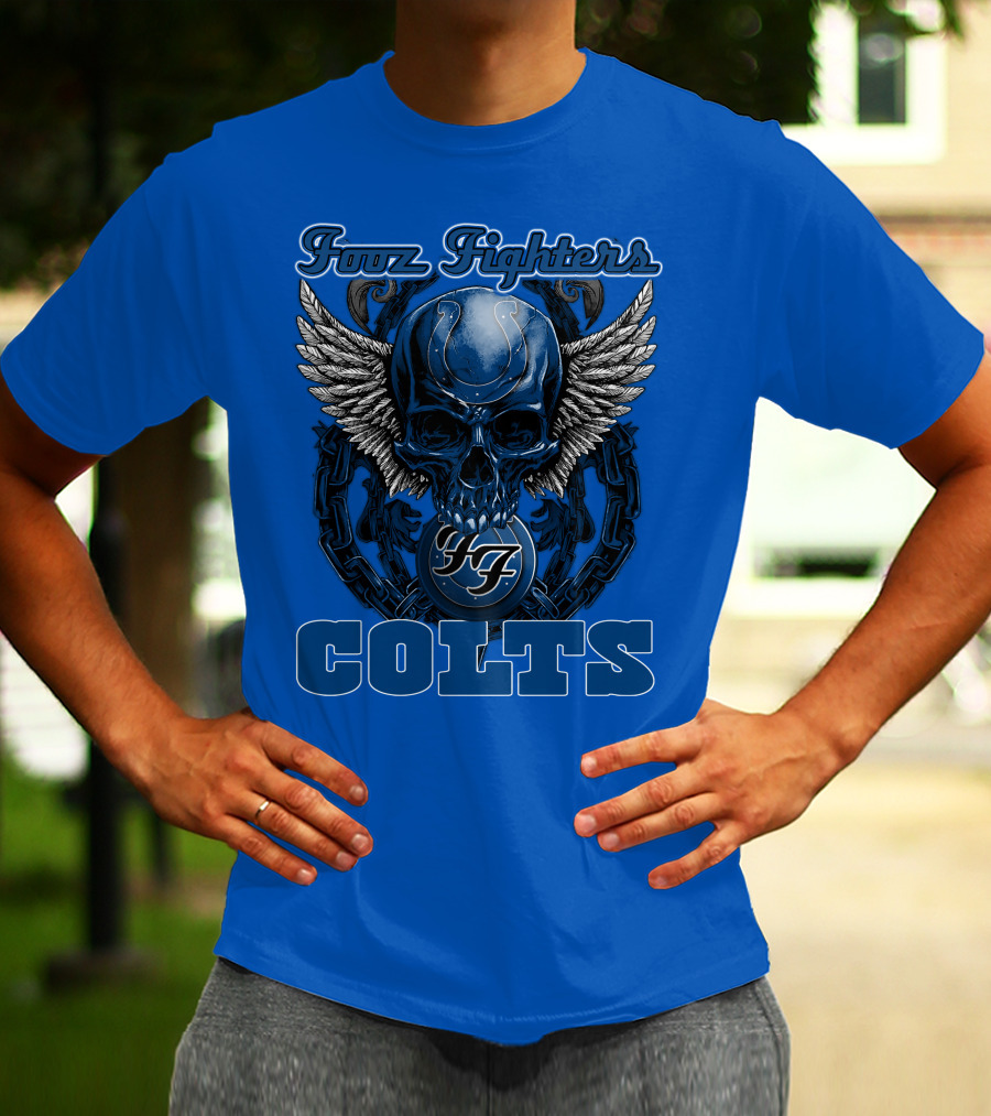 Foo Fighters Indianapolis Colts Wings Skull T-Shirt