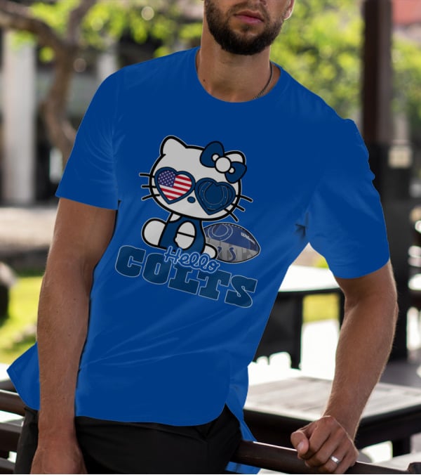 Hello Kitty Indianapolis Colts Football Fan USA Flag T-Shirt