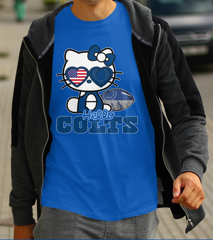 Hello Kitty Indianapolis Colts Football Fan USA Flag T-Shirt