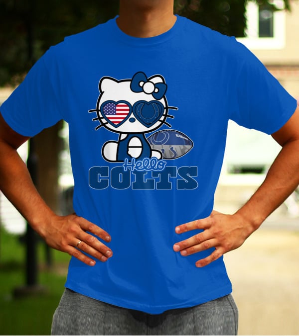 Hello Kitty Indianapolis Colts Football Fan USA Flag T-Shirt