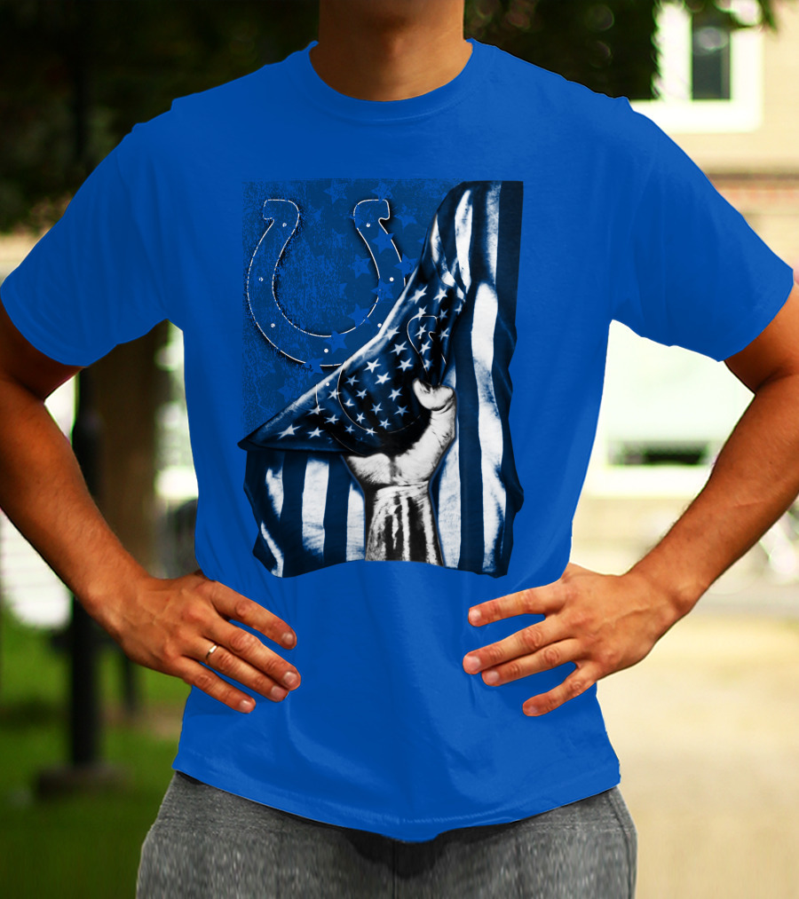 Indianapolis Colts American Flag Horseshoe T-Shirt