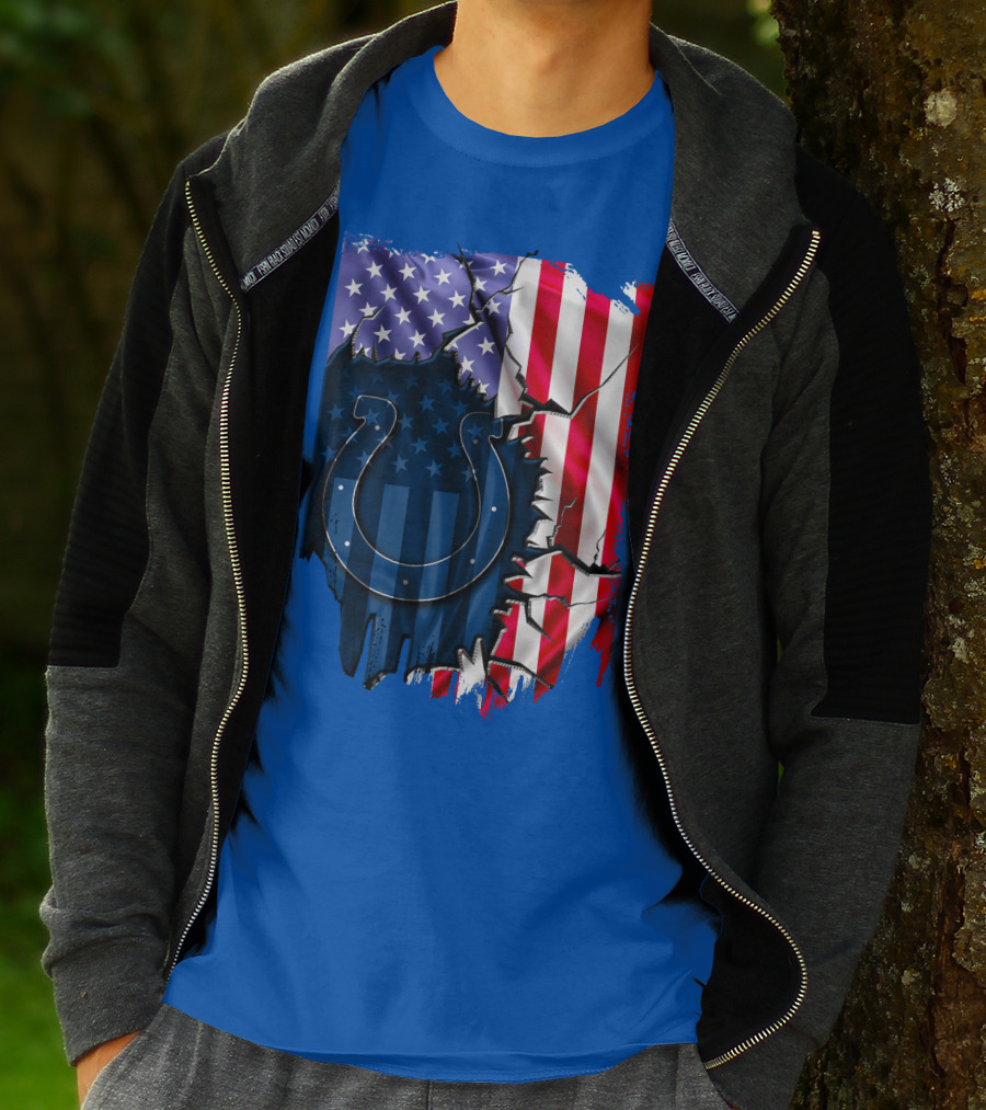 American Flag Indianapolis Colts Horseshoe T-Shirt