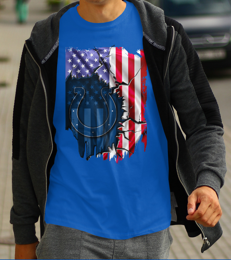 American Flag Indianapolis Colts Horseshoe T-Shirt