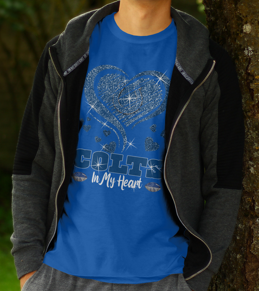 Colts In My Heart Sparkling Blue Heart T-Shirt