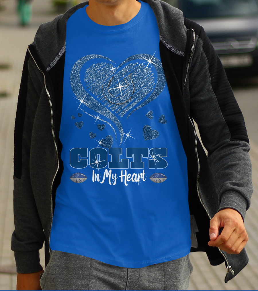 Colts In My Heart Sparkling Blue Heart T-Shirt