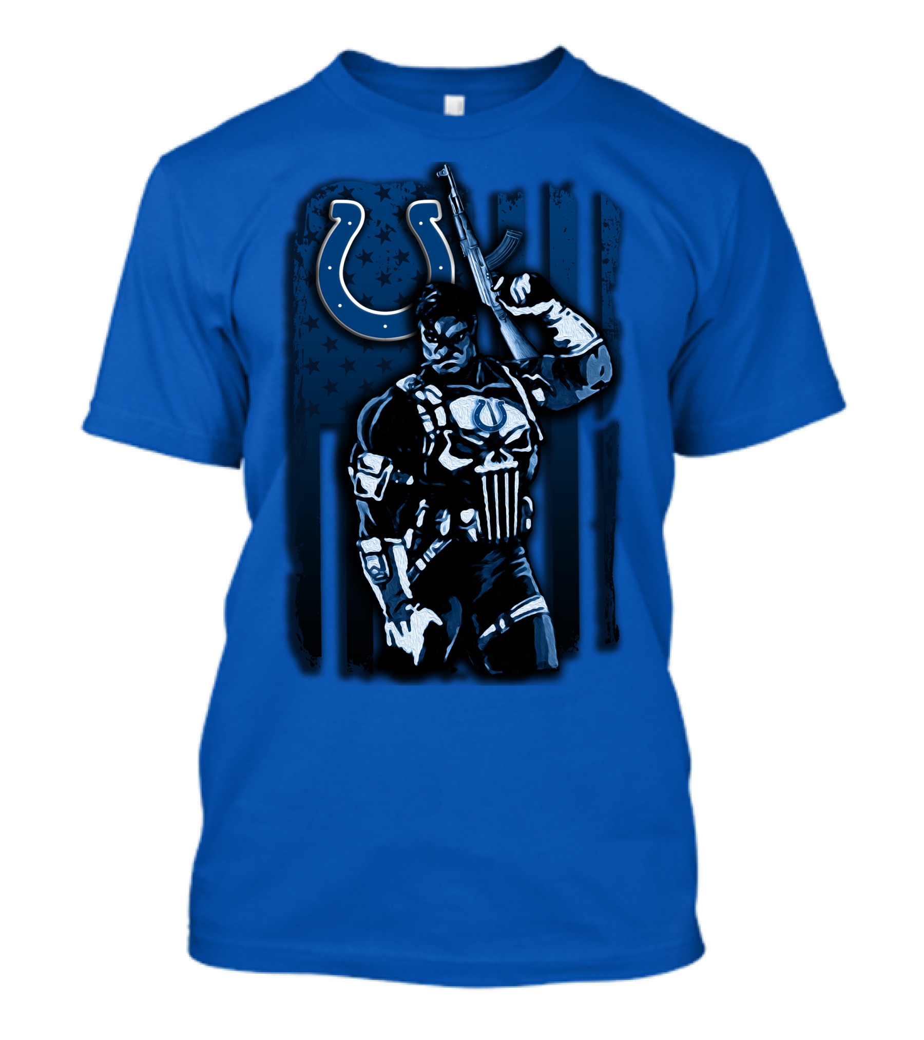 Indianapolis Colts Punisher Nfl Crossover 26 Blue Flag T-Shirt