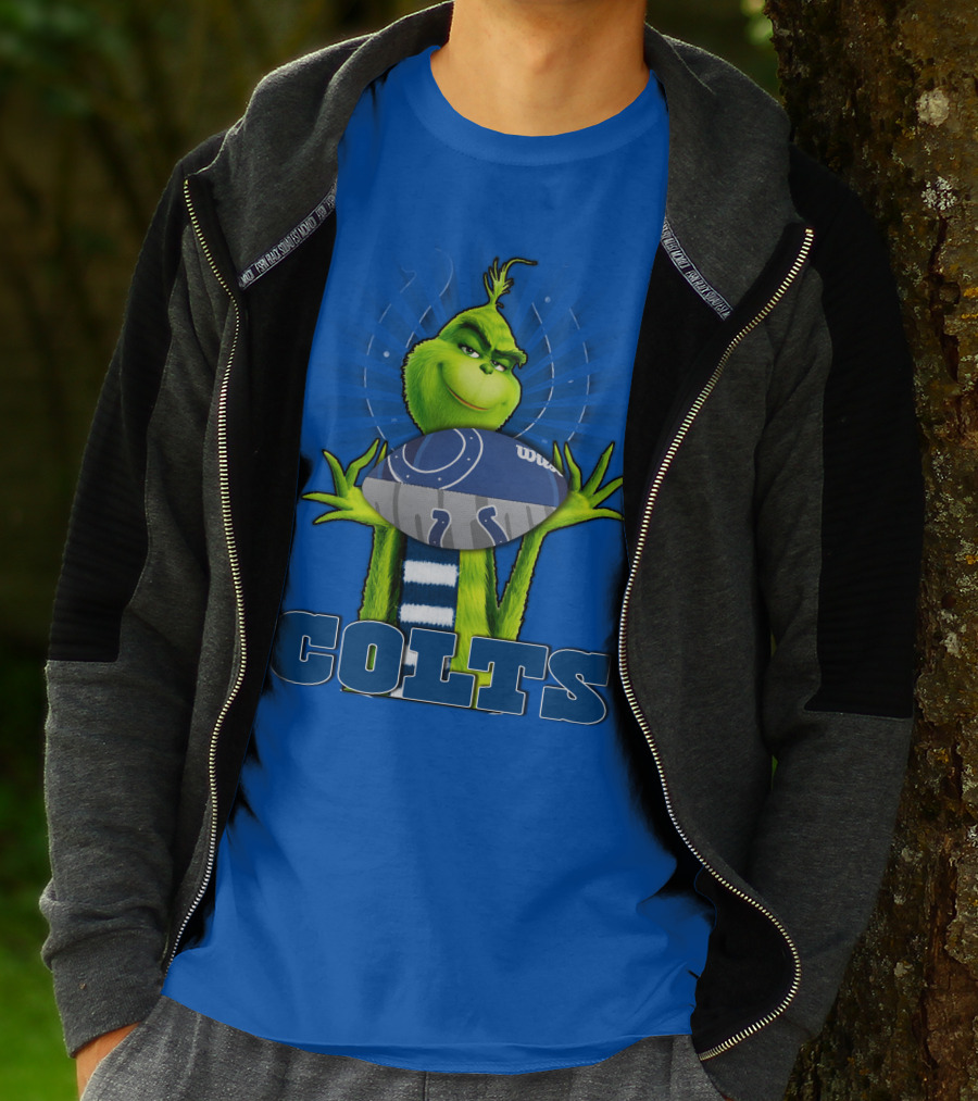 Grinch Holding Indianapolis Colts Football Stadium Background T-Shirt