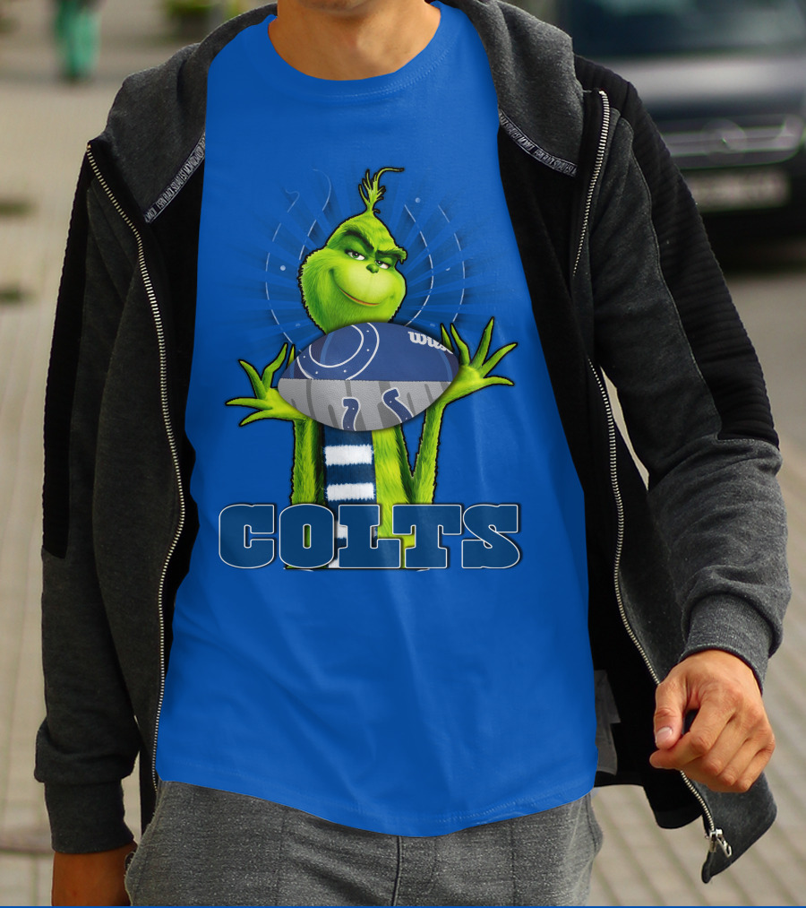 Grinch Holding Indianapolis Colts Football Stadium Background T-Shirt