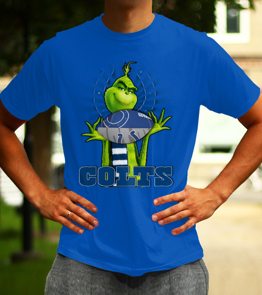 Grinch Holding Indianapolis Colts Football Stadium Background T-Shirt
