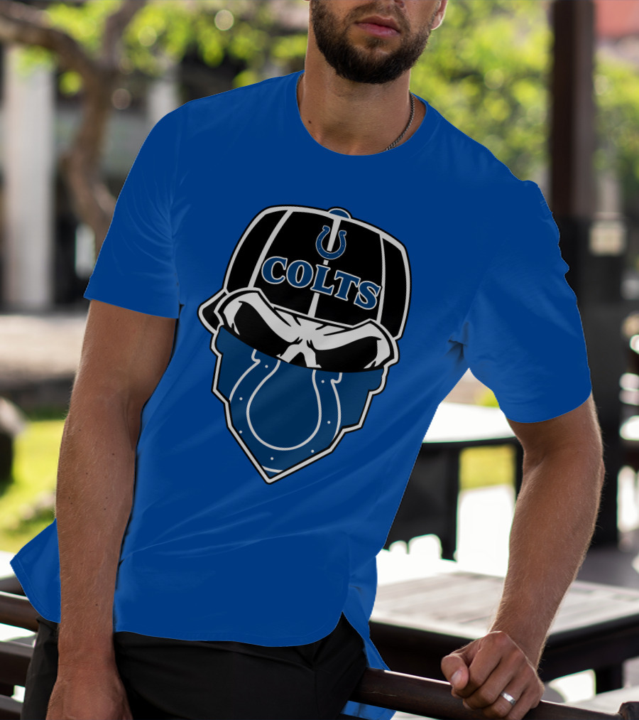 Indianapolis Colts Skull Bandana Helmet T-Shirt