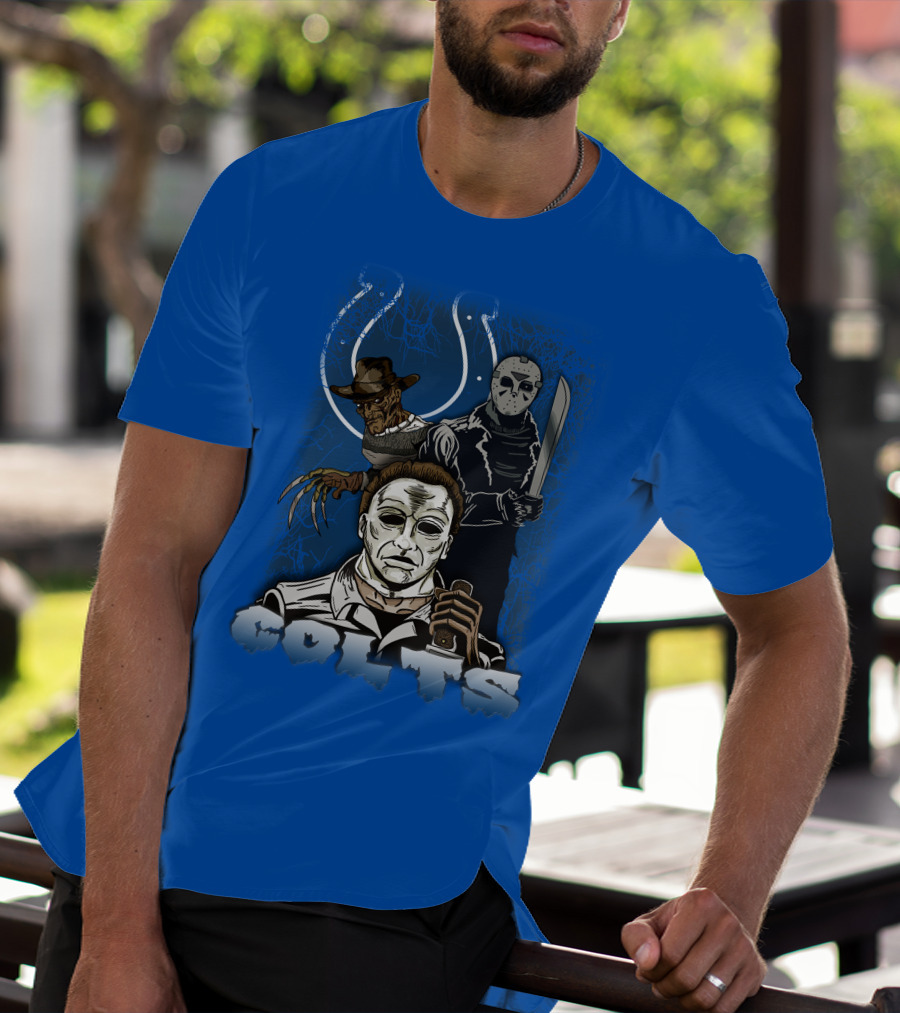 Colts Indianapolis Horror Characters Halloween Mashup T-Shirt