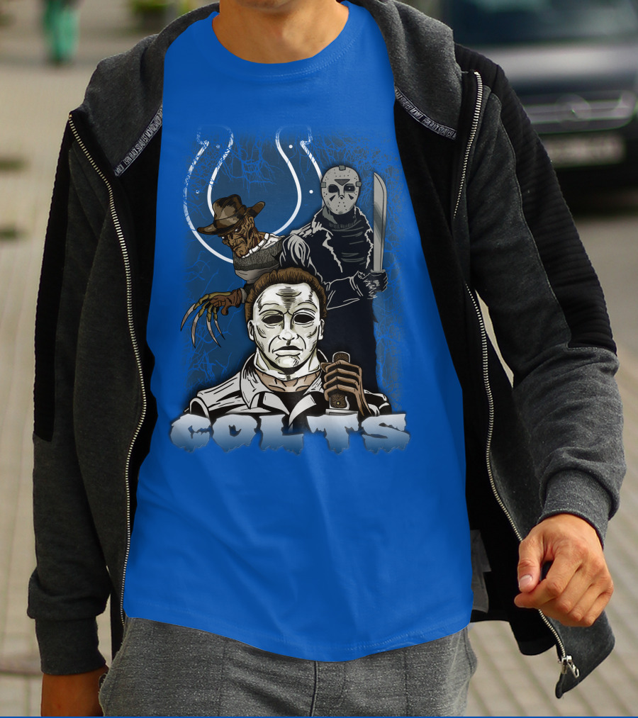 Colts Indianapolis Horror Characters Halloween Mashup T-Shirt
