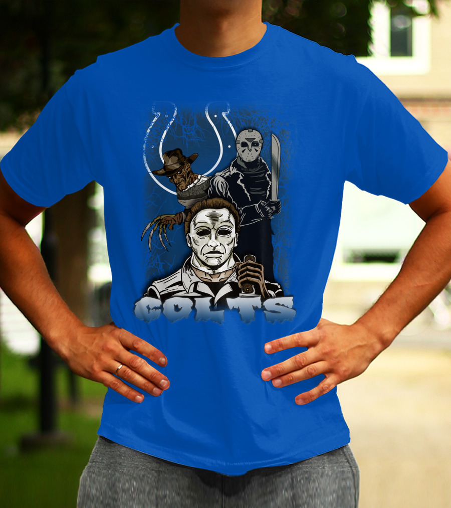 Colts Indianapolis Horror Characters Halloween Mashup T-Shirt