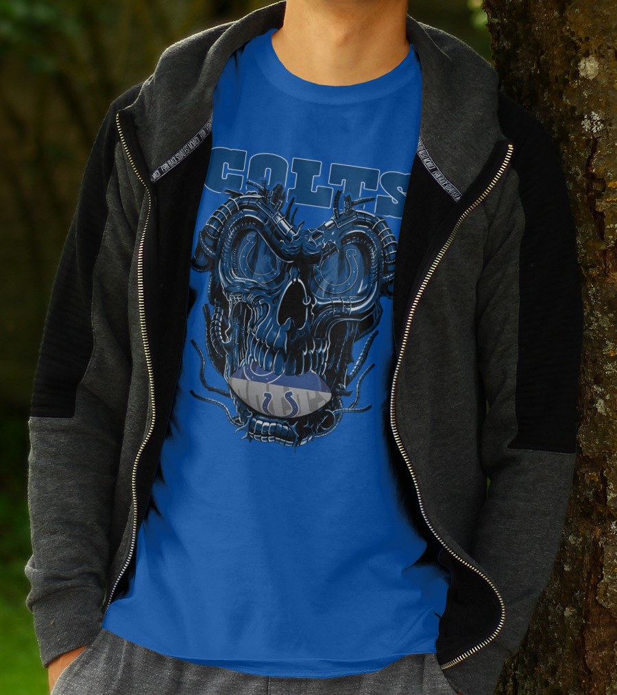 Dragonskull Colts Skull With Indianapolis Horseshoe T-Shirt