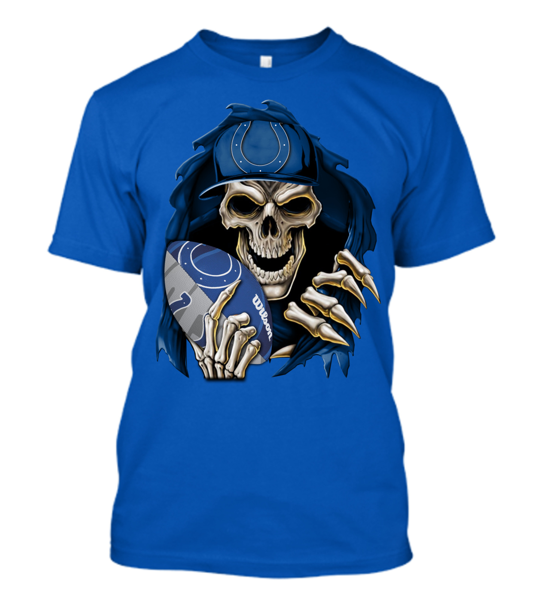 Skullbong Indianapolis Colts Skeleton Holding Football T-Shirt