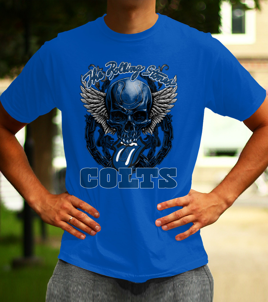 The Rolling Stones Colts Logo Skull Winged Chain T-Shirt
