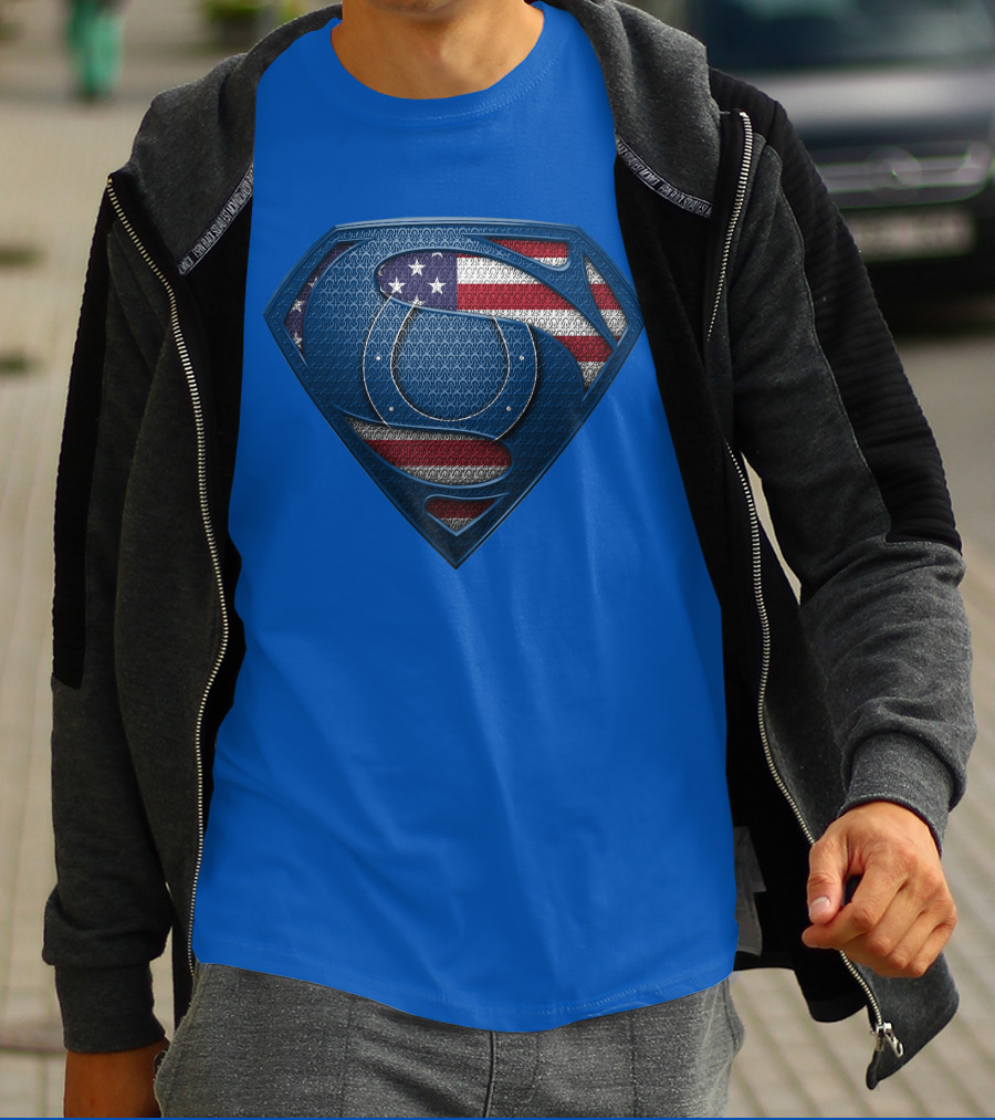 Spm Indianapolis Colts American Flag Superman T-Shirt
