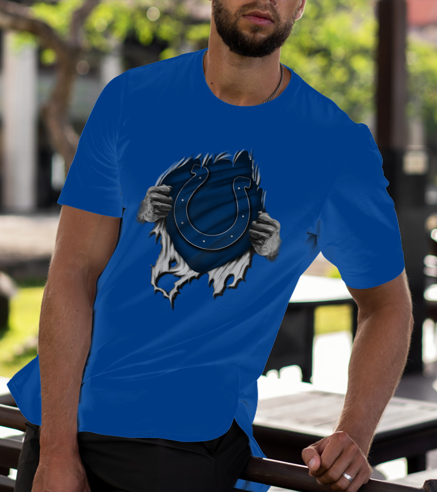 Torn Indianapolis Colts Logo With Ripping Hands T-Shirt