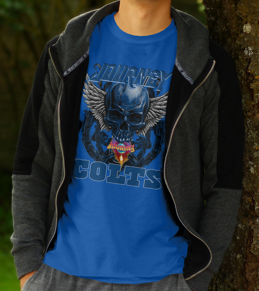 Journey Indianapolis Colts Skull Wings Chains T-Shirt