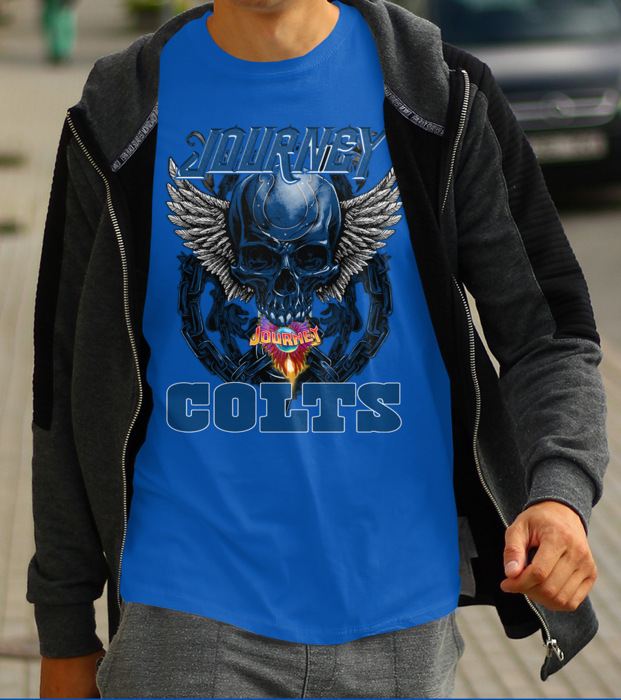 Journey Indianapolis Colts Skull Wings Chains T-Shirt
