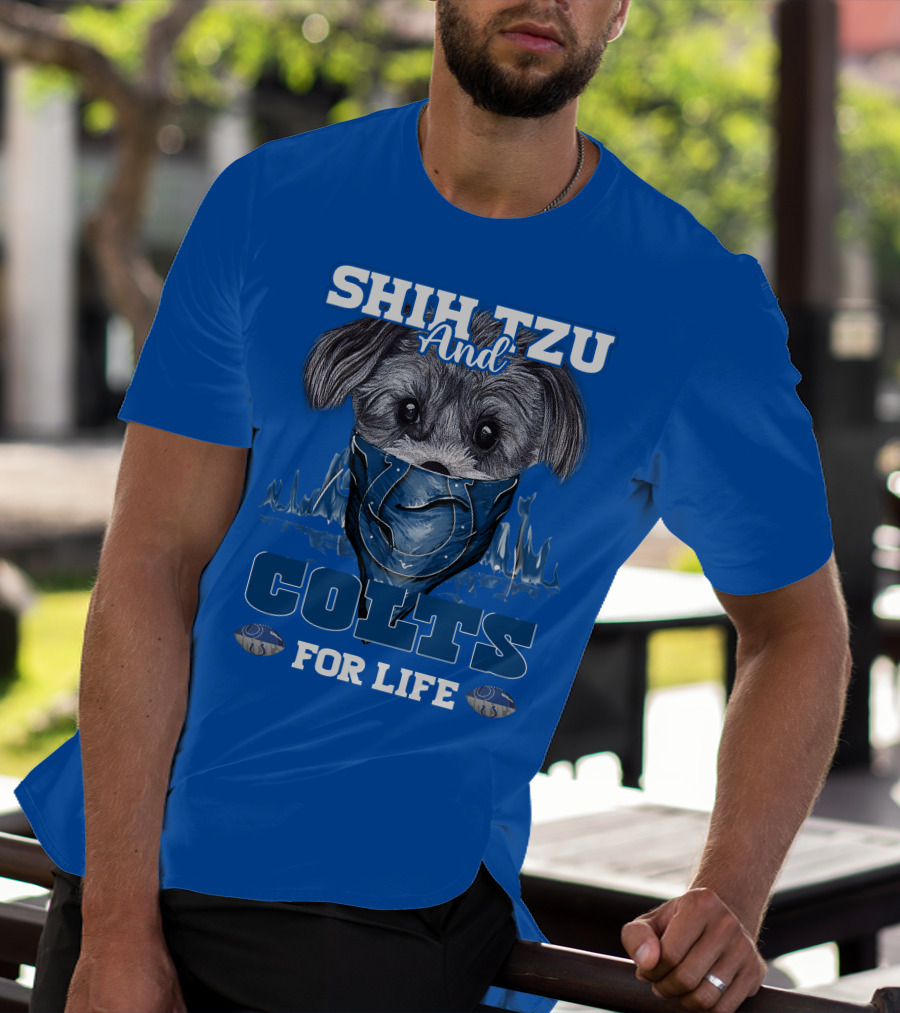 SHIH TZU AND COLTS FOR LIFE Indianapolis T-Shirt