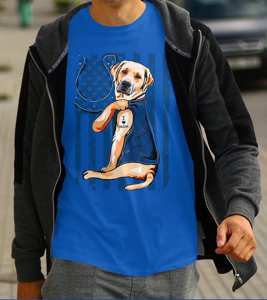 Labrador Retriever I Love Mom Indianapolis Colts T-Shirt