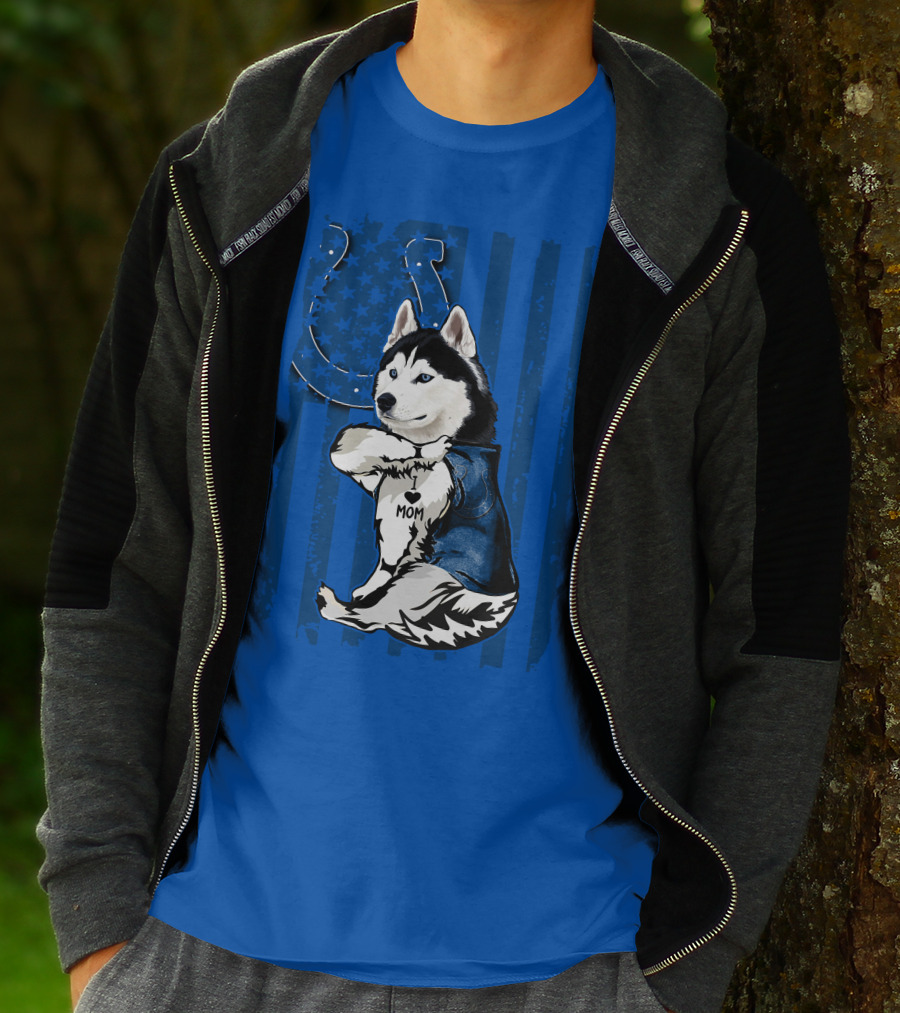 Siberian Husky Mom Indianapolis Colts Blue Iconic Fan Loyalty T-Shirt