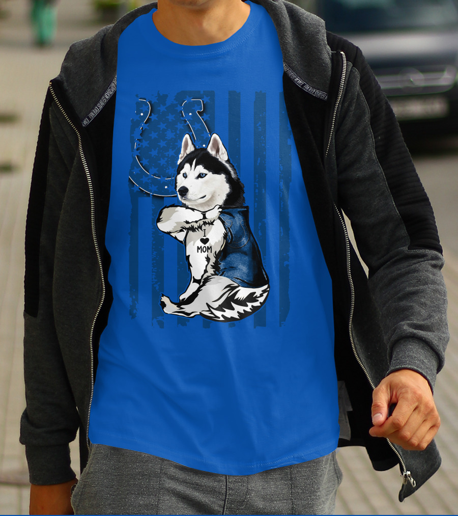 Siberian Husky Mom Indianapolis Colts Blue Iconic Fan Loyalty T-Shirt