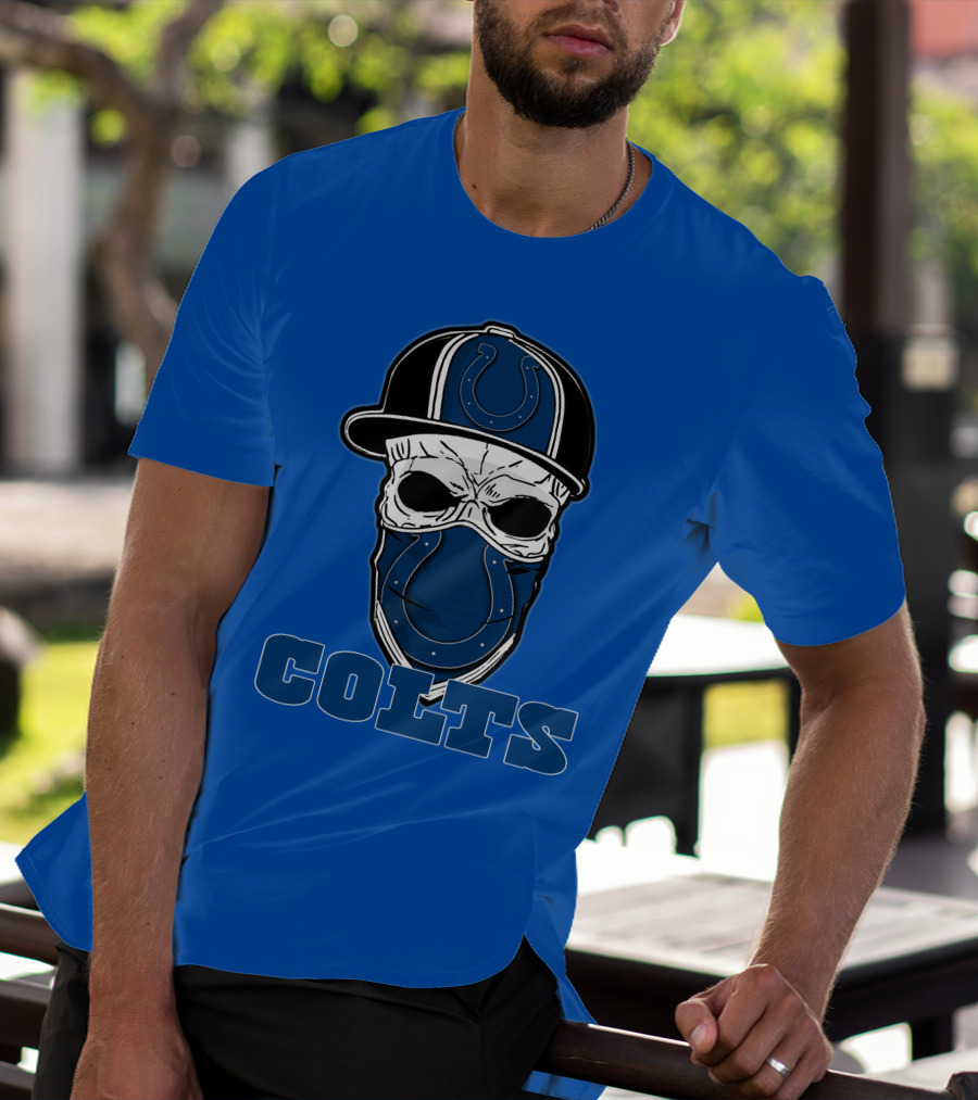 Skull Cap Colts Logo Indianapolis Colts T-Shirt